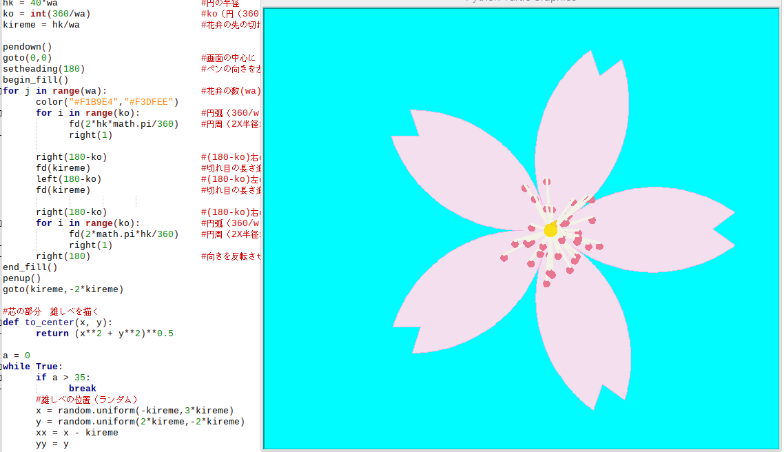 オンラインPython学習会で作った桜